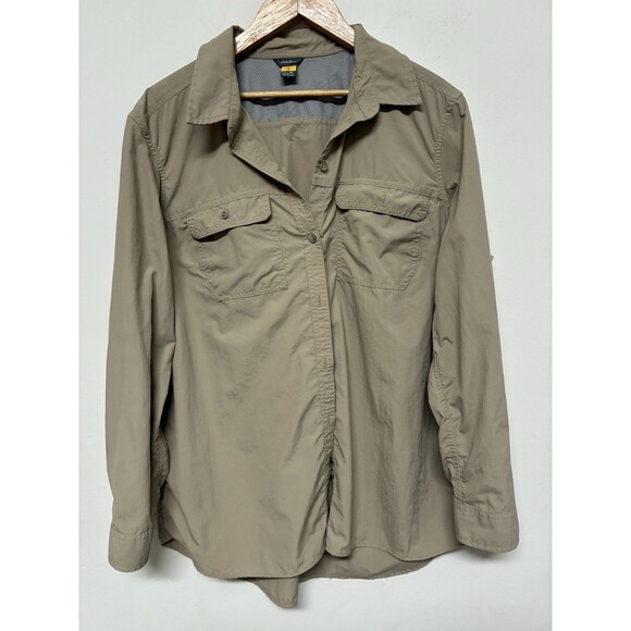 Eddie Bauer Tops - Eddie Bauer Women’s XL Beige Outdoor Nylon Buttondown Long Sleeve Shirt